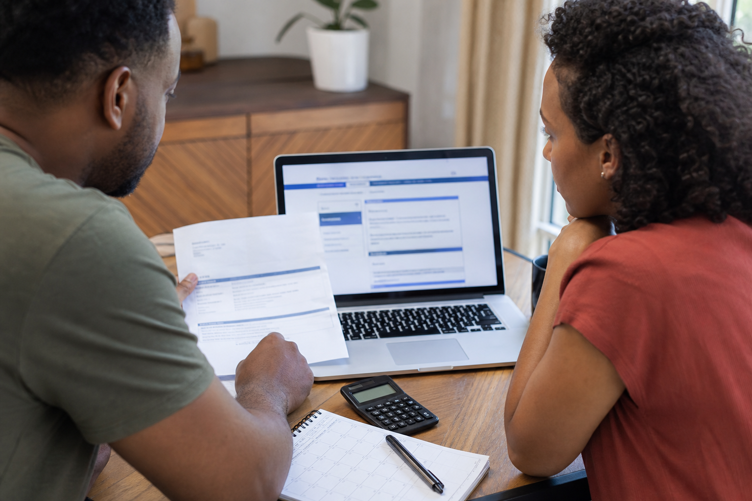 Household verifying a federal stimulus payment notice on a laptop