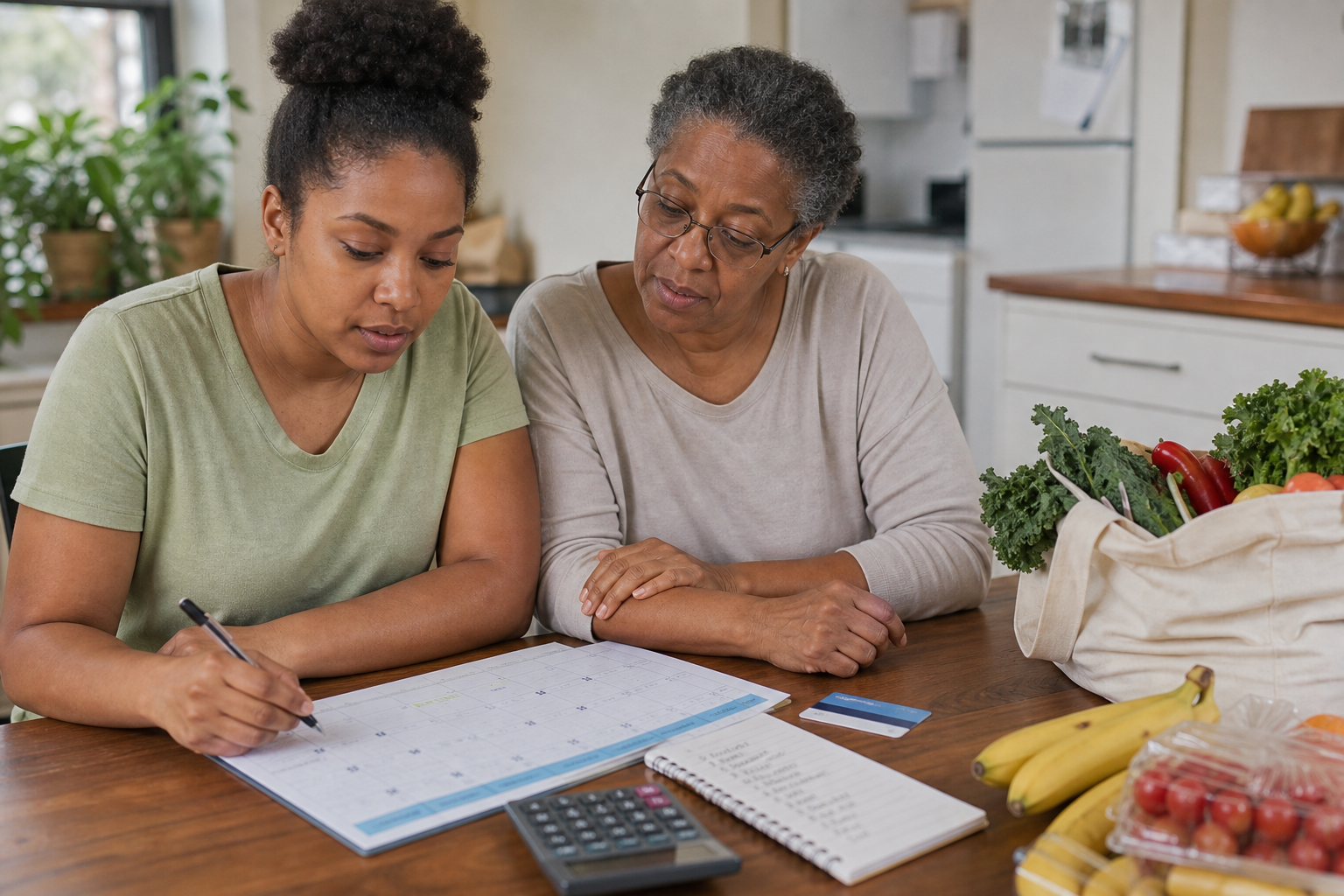 Family planning groceries around a food stamps payment calendar