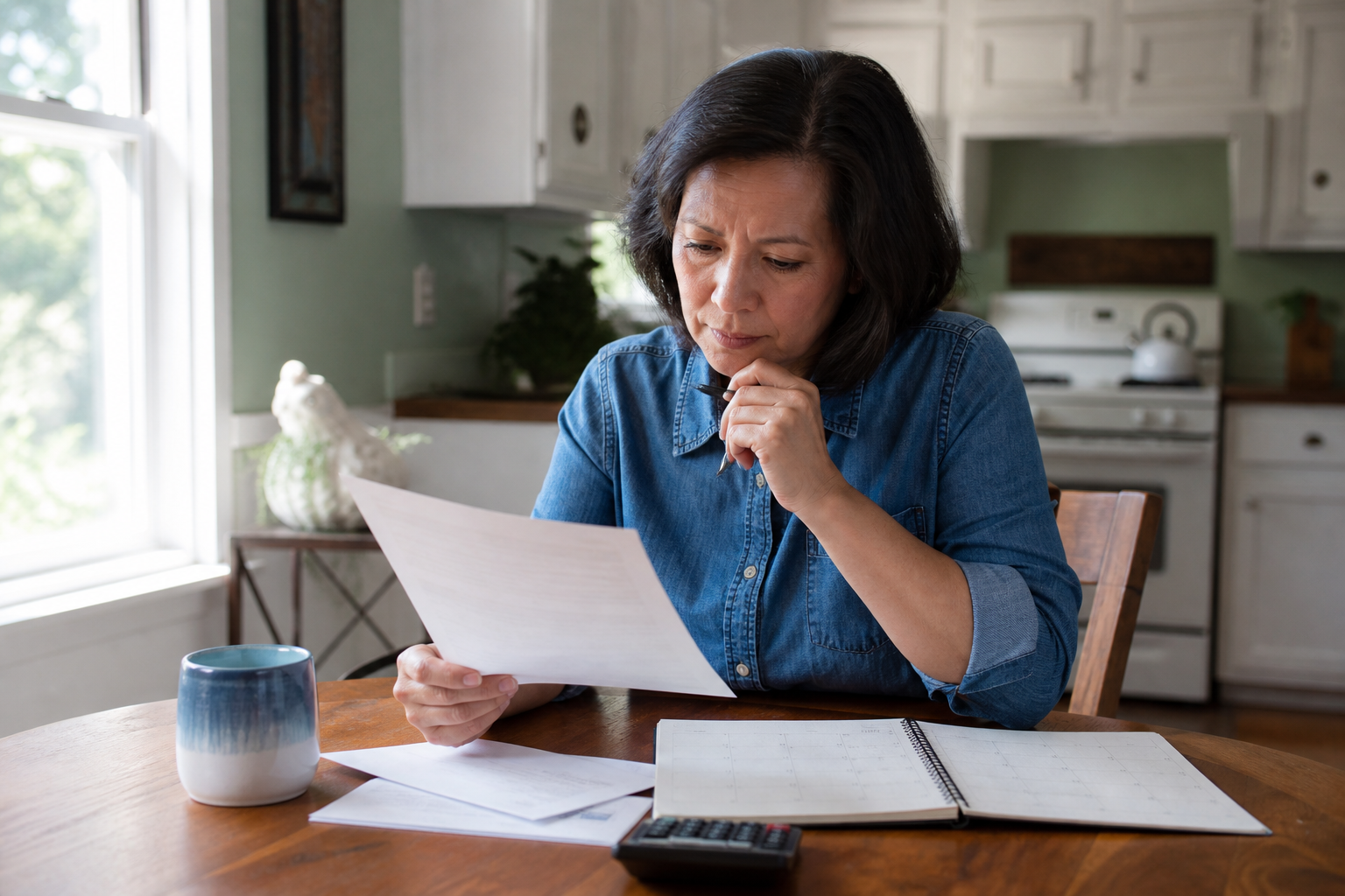 IRS automatic penalty relief notice reviewed at a kitchen table