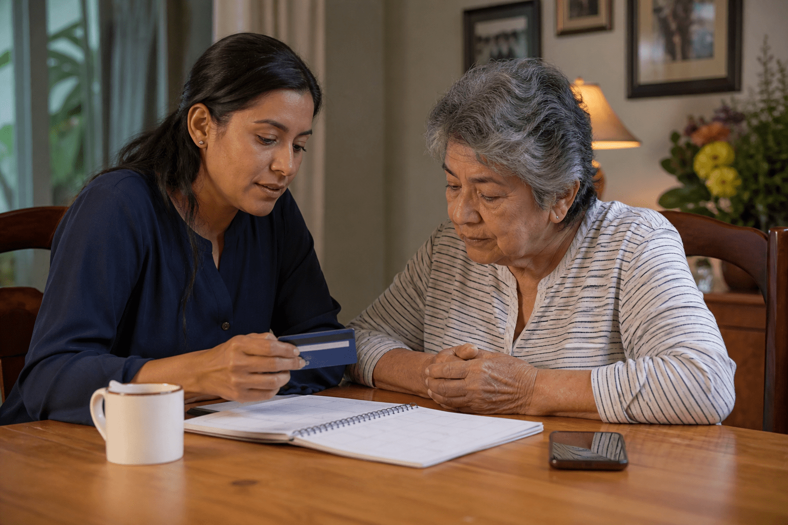 Family checking September 2026 EBT reload dates with a calendar and EBT card