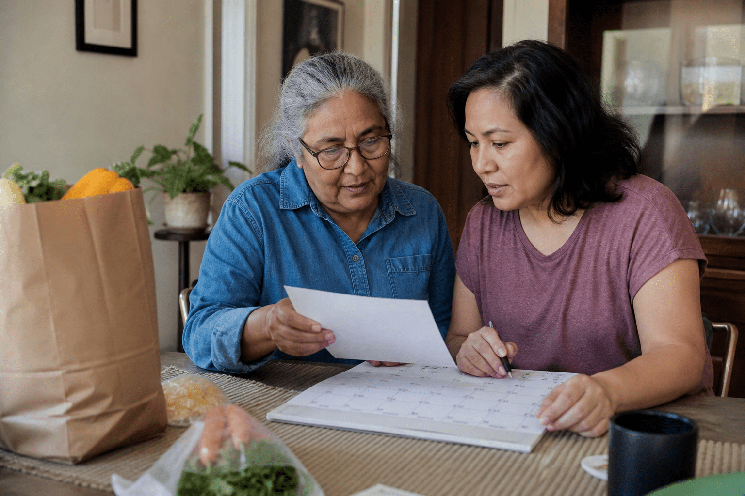 SNAP work requirements 2026 notice reviewed by a caregiver and family member