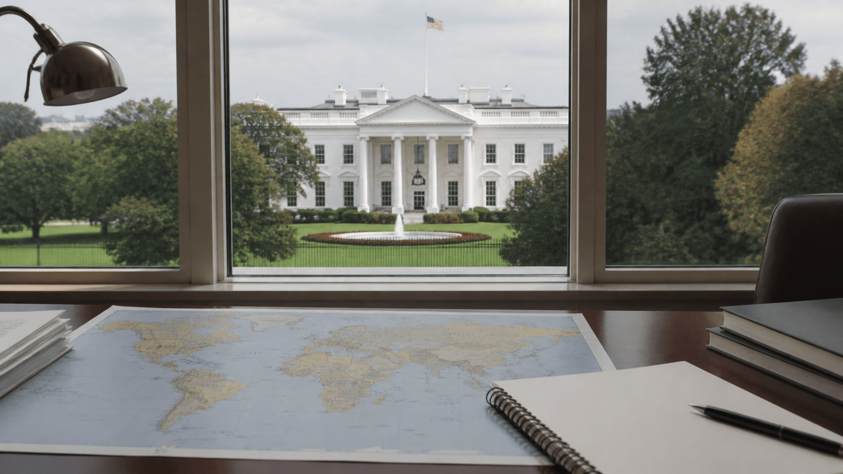 Trump update on Iran shown through a White House news briefing scene